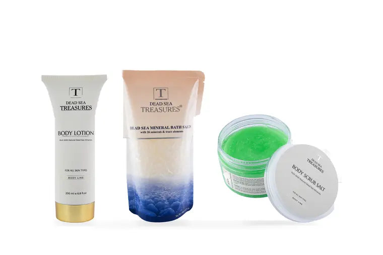 Green Apple Body Scrub + Unscented Bath Salt + Body Lotion