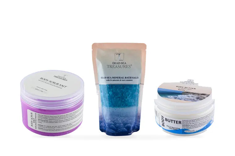 Lavender Body Scrub + Lavender Bath Salt + Vanilla Body Butter