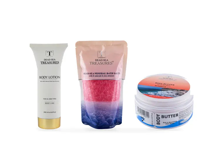 Strawberry Body Butter + Violet Bath Salt + Body Lotion